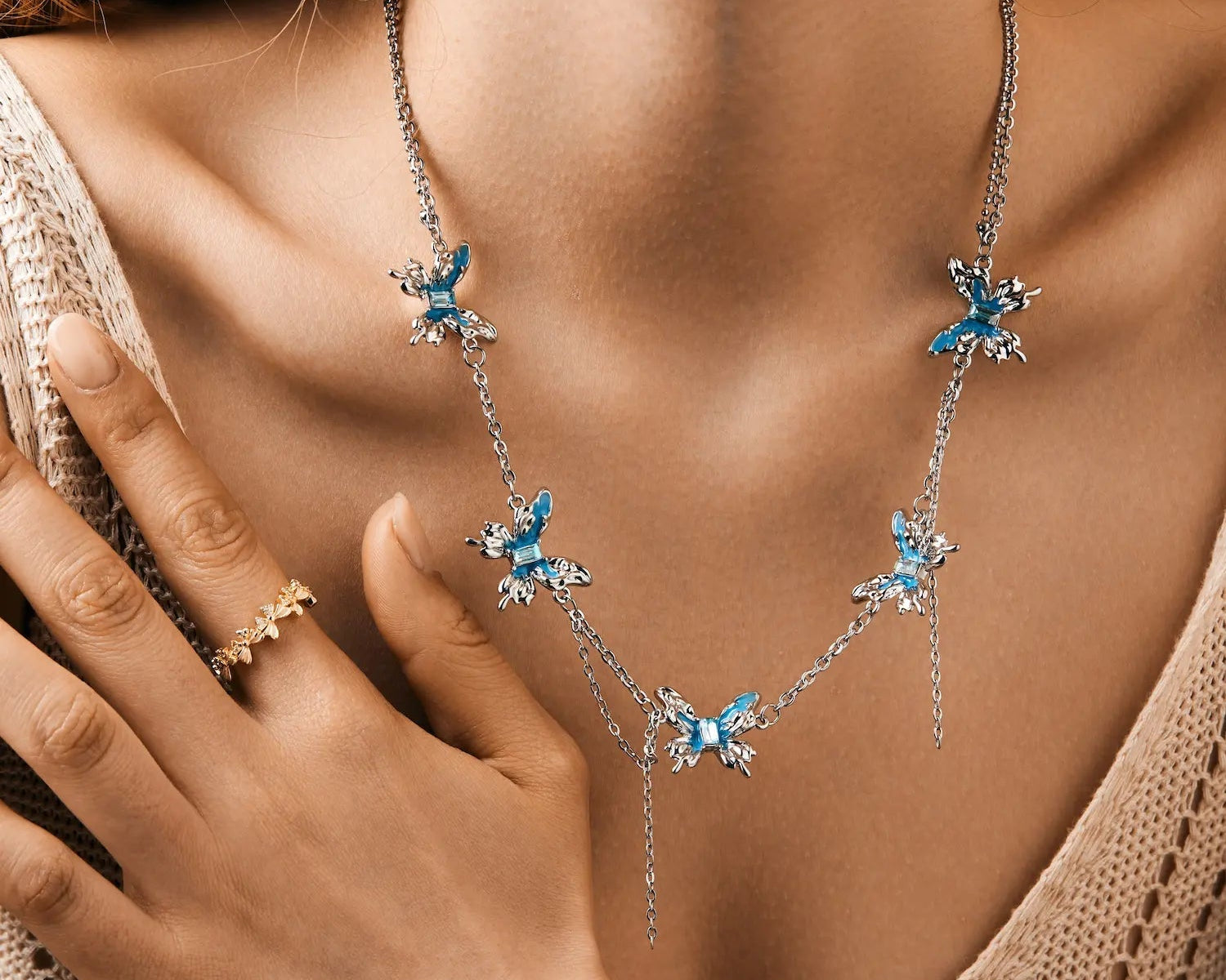 Blue Topaz Butterfly Necklace - Alarita