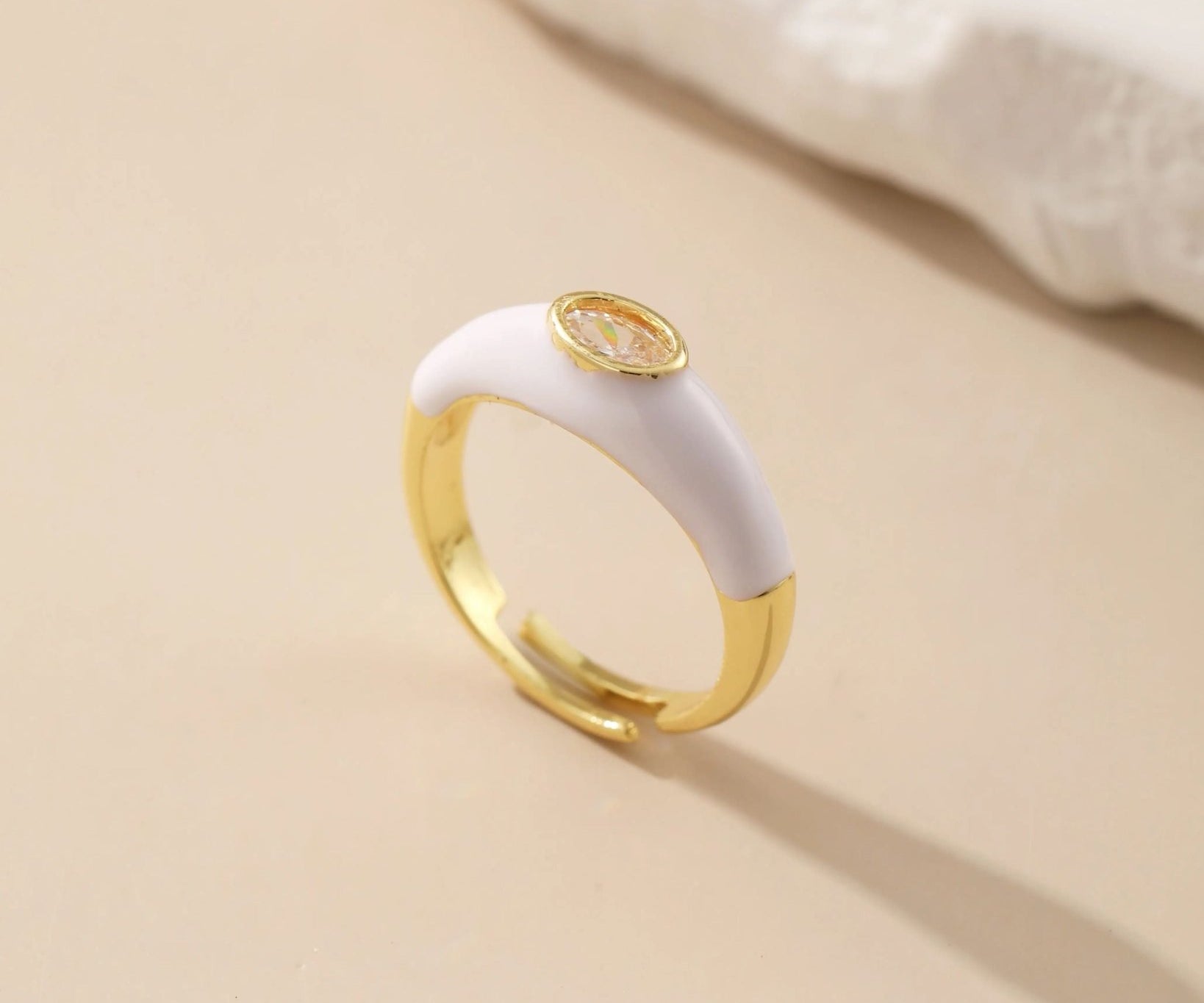 Gold-Finish Metal and Topaz with Lacquer Ring - Alarita