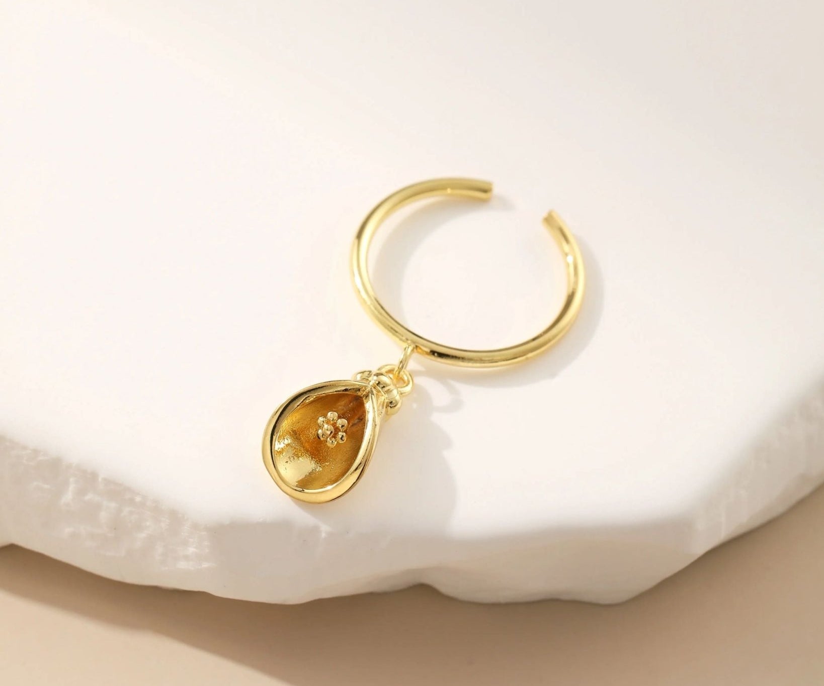 Gold-Finish Metal and Topaz with Lacquer Ring - Alarita