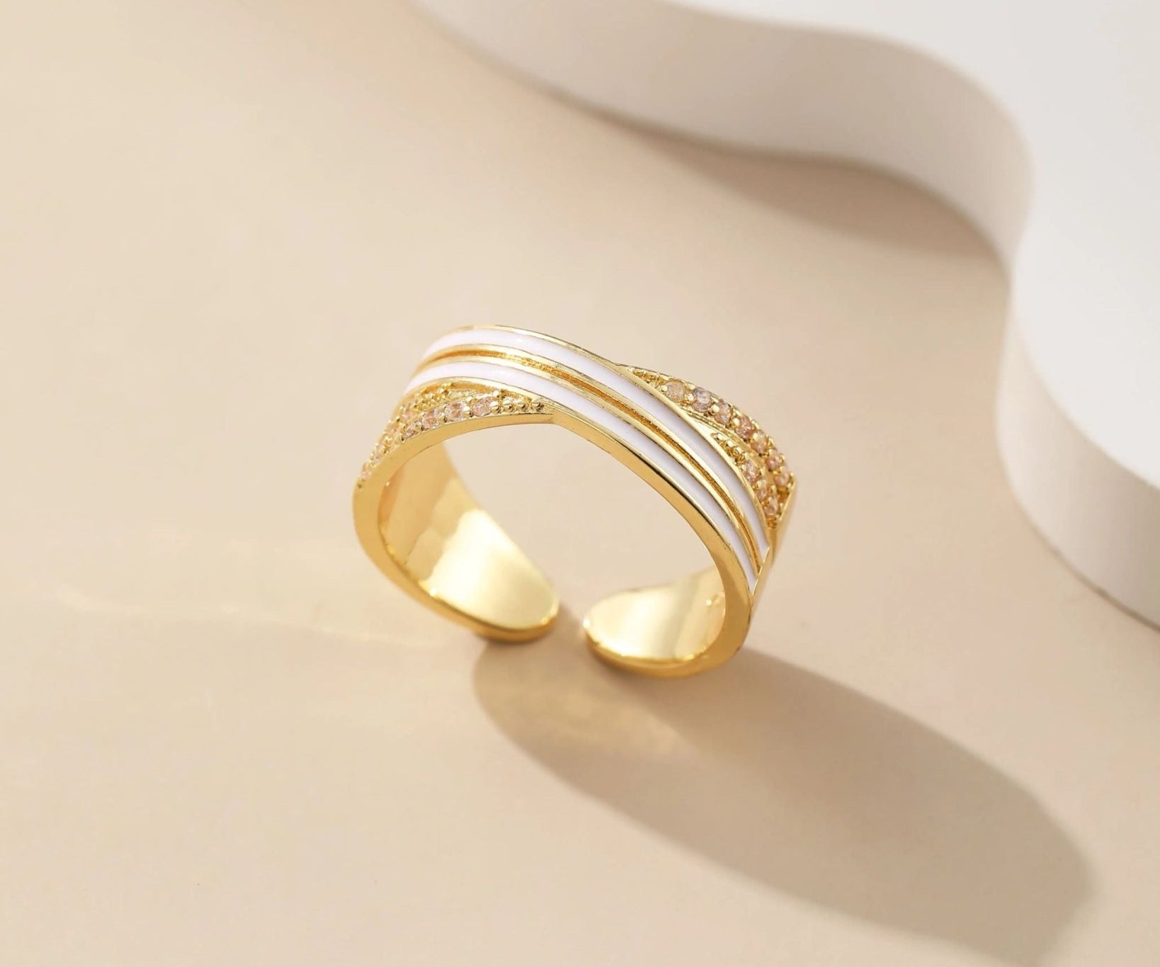 Gold-Finish Metal and Topaz with Lacquer Ring - Alarita