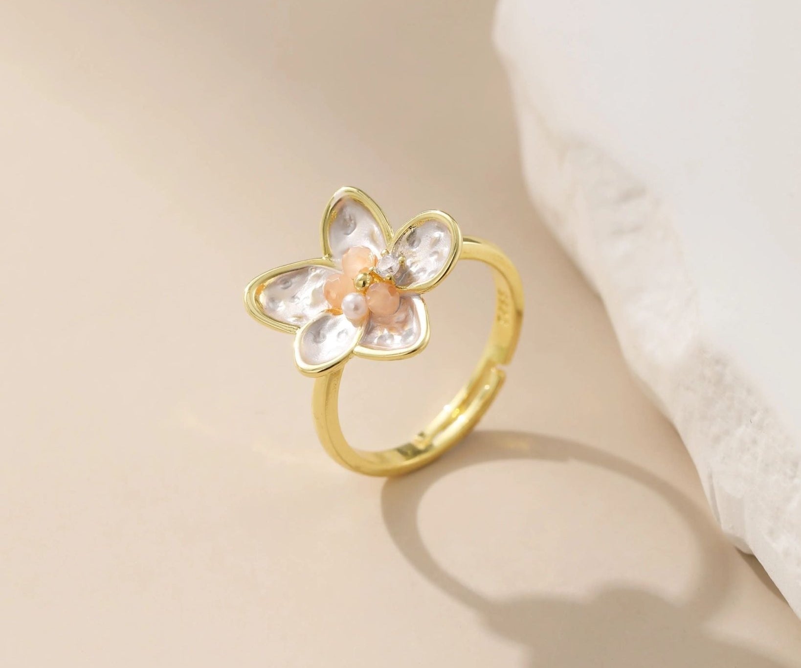 Gold-Finish Metal and Topaz with Lacquer Ring - Alarita