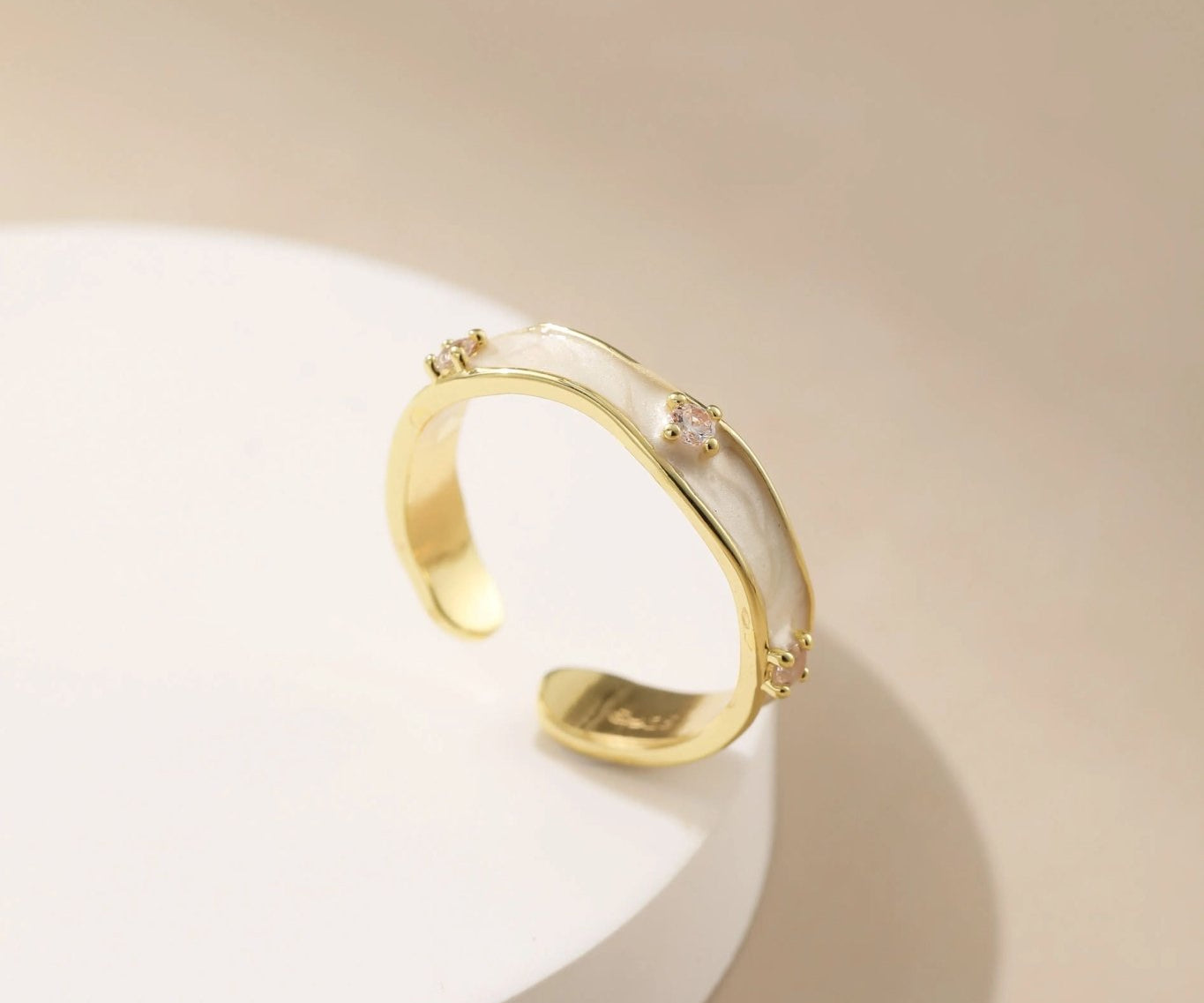 Gold-Finish Metal and Topaz with Lacquer Ring - Alarita