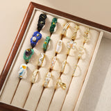 Gold - Finish Metal Enamel Ring - Alarita