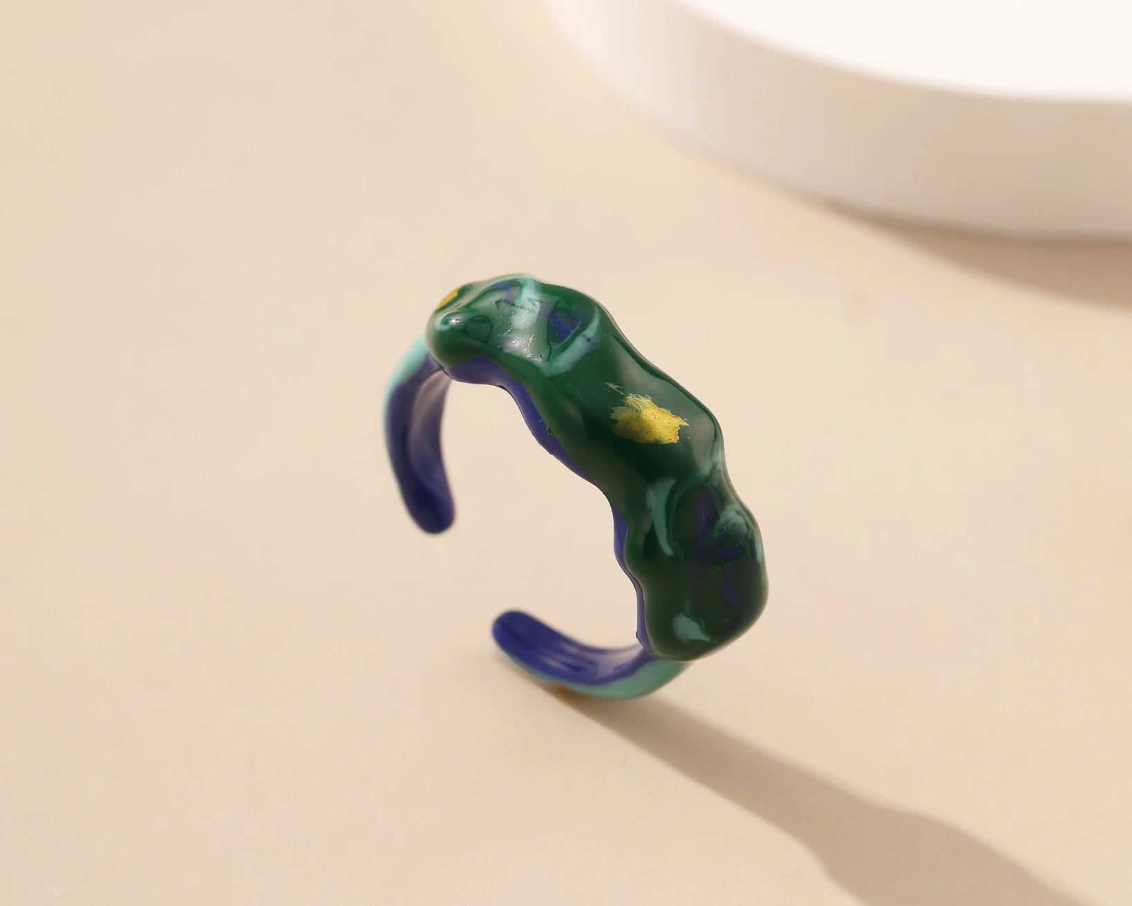 Gold - Finish Metal Enamel Ring - Alarita