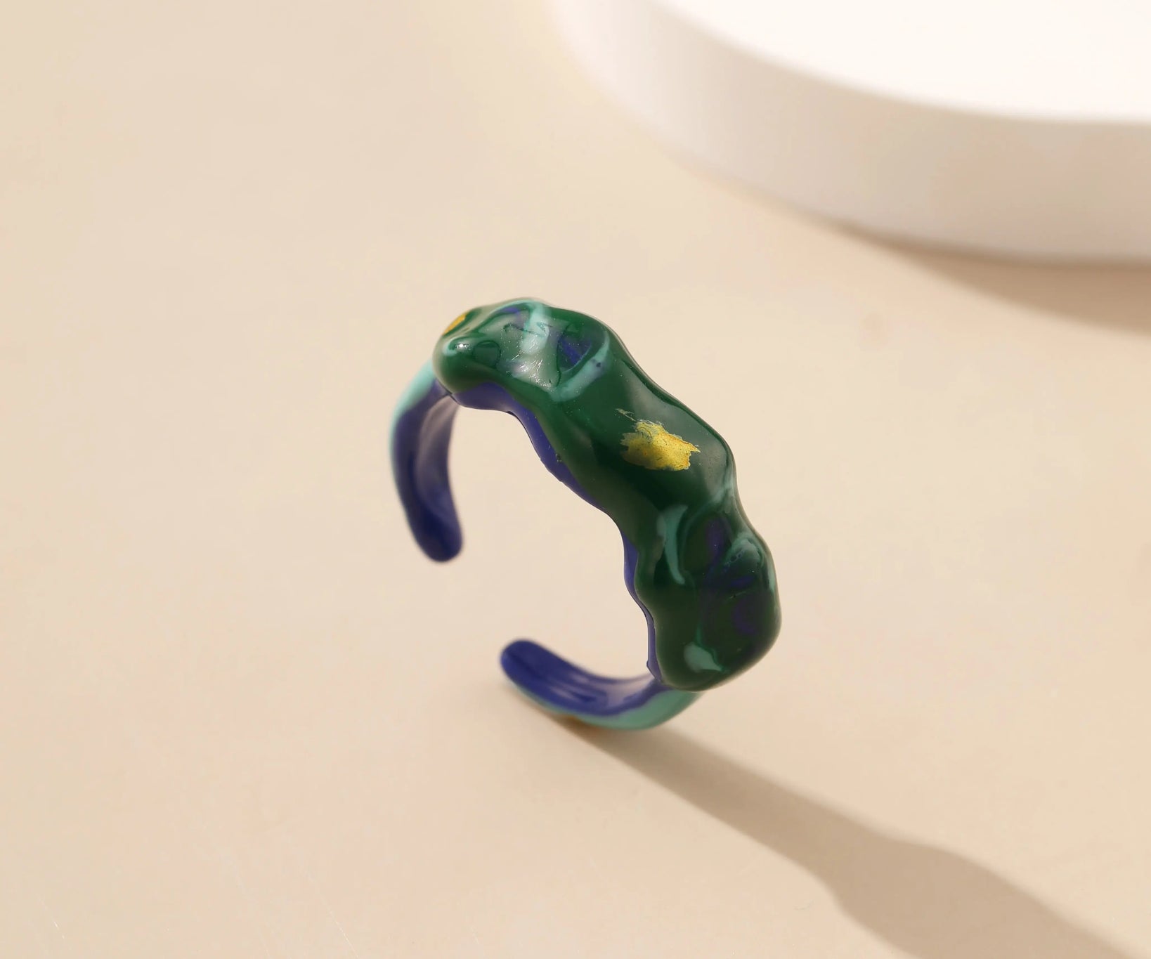 Gold - Finish Metal Enamel Ring - Alarita