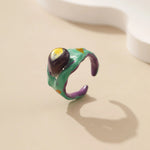 Gold - Finish Metal Enamel Ring - Alarita