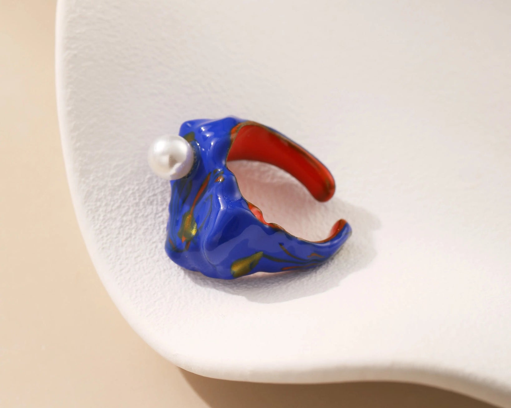 Gold - Finish Metal Enamel Ring - Alarita
