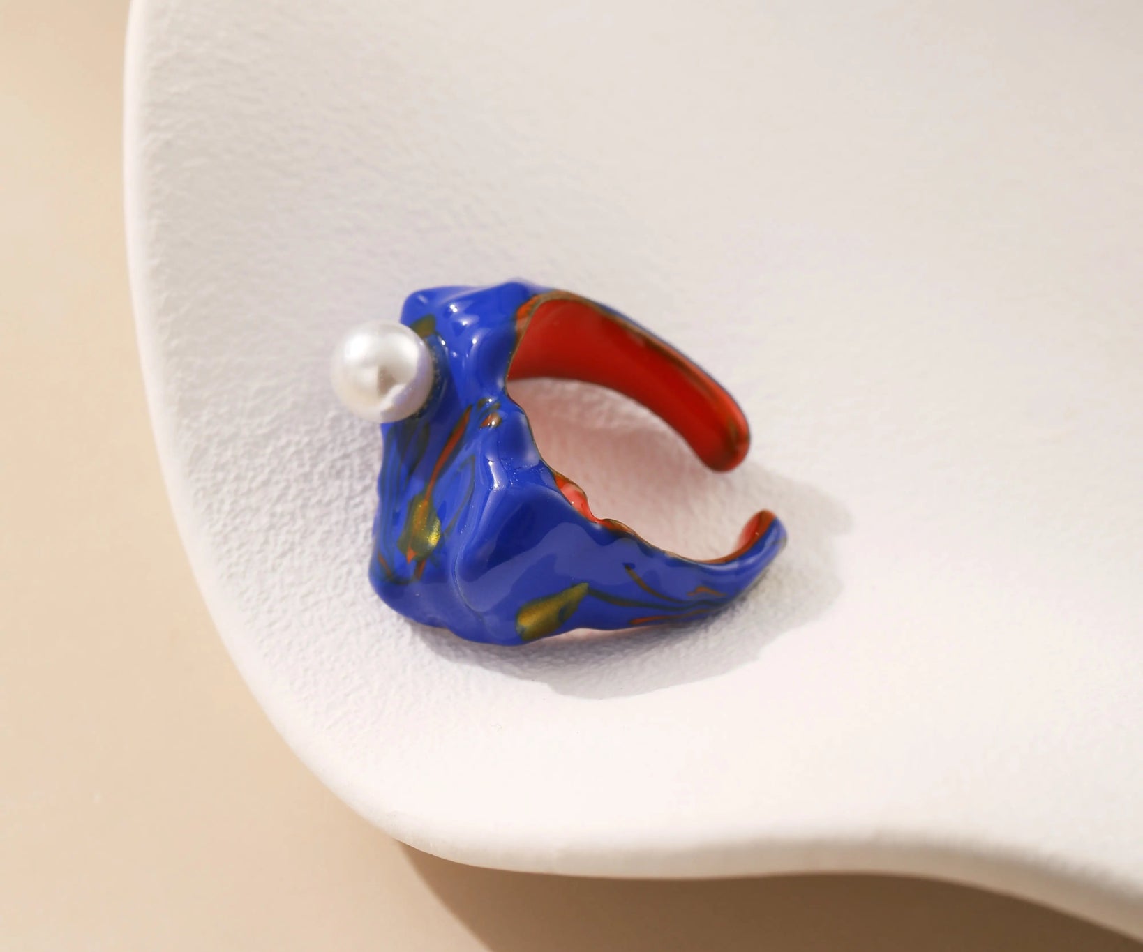 Gold - Finish Metal Enamel Ring - Alarita