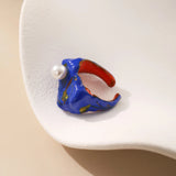 Gold - Finish Metal Enamel Ring - Alarita