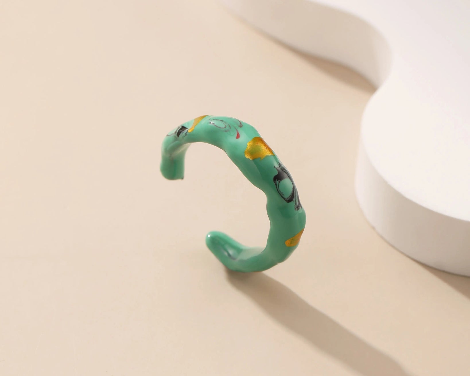 Gold - Finish Metal Enamel Ring - Alarita