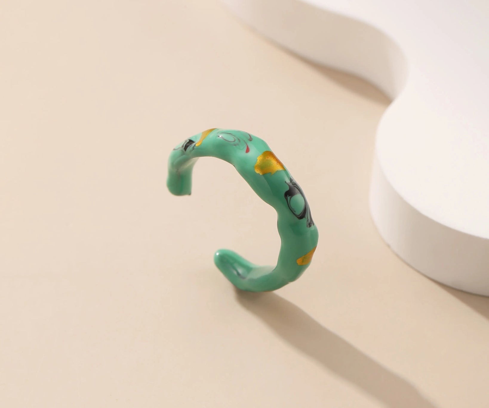Gold - Finish Metal Enamel Ring - Alarita