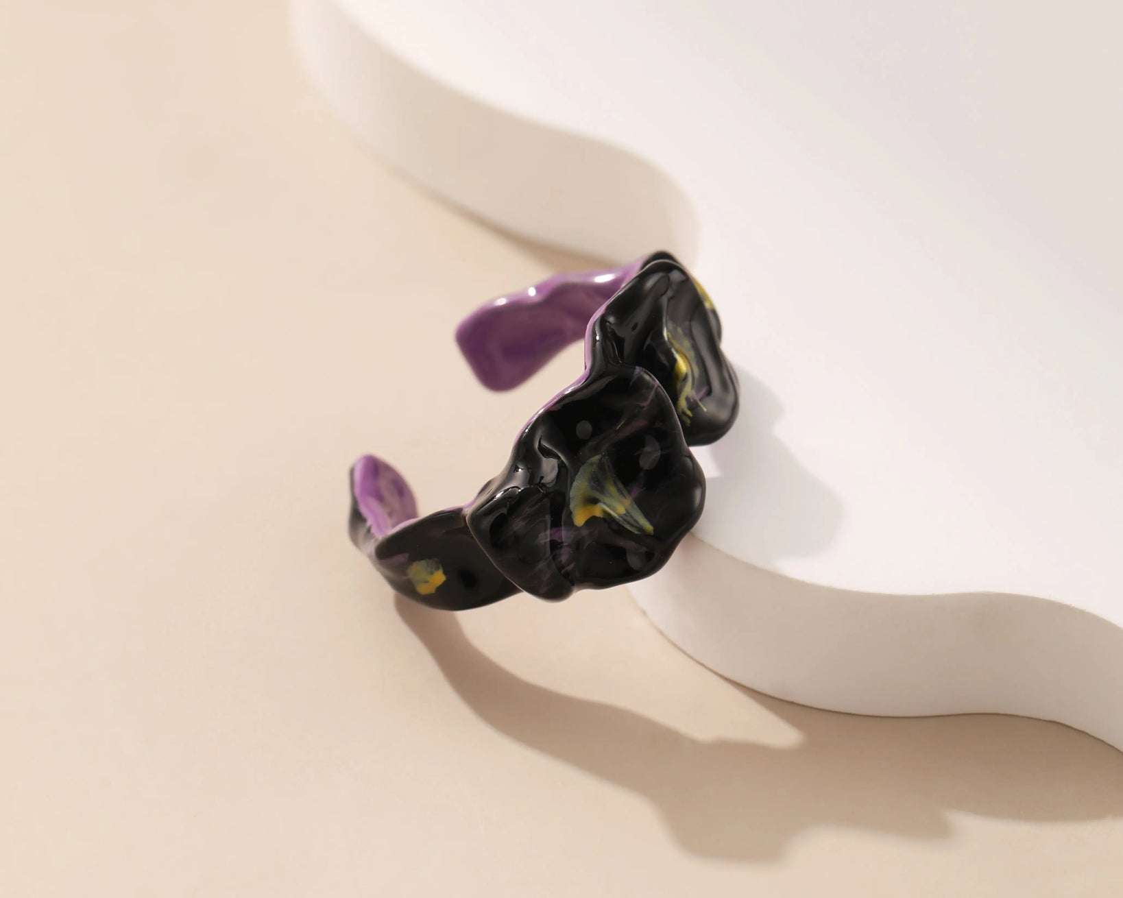 Gold - Finish Metal Enamel Ring - Alarita