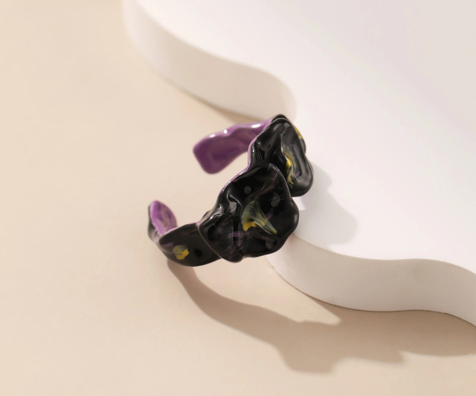 Gold - Finish Metal Enamel Ring - Alarita