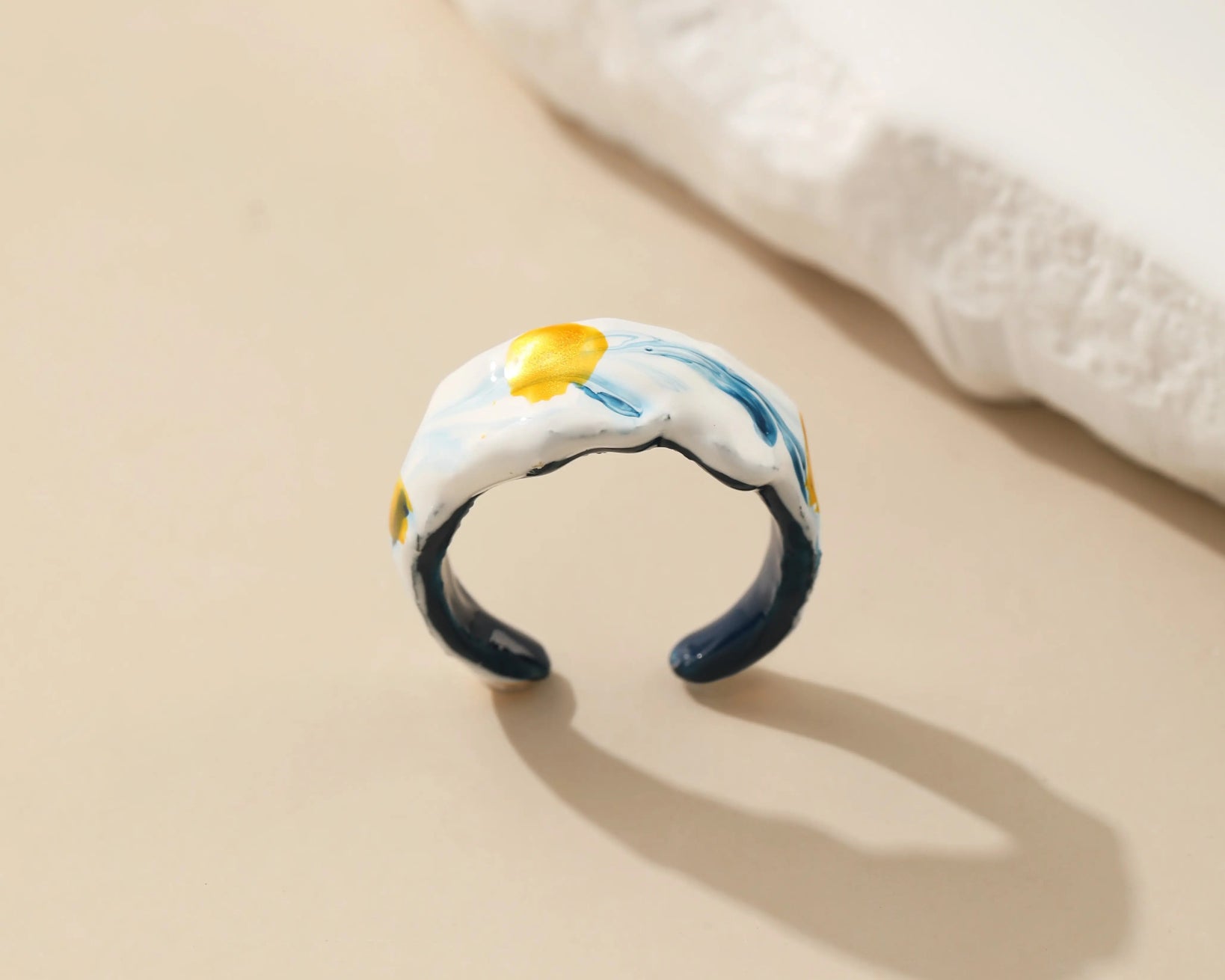 Gold - Finish Metal Enamel Ring - Alarita