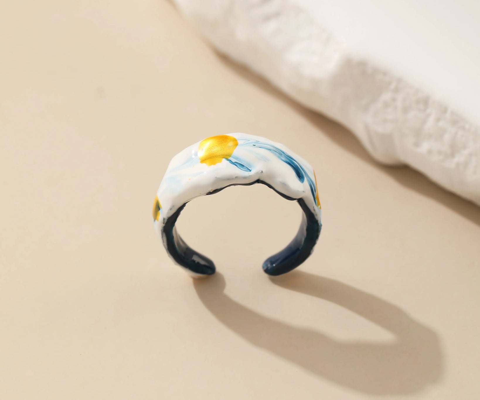 Gold - Finish Metal Enamel Ring - Alarita