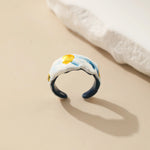 Gold - Finish Metal Enamel Ring - Alarita