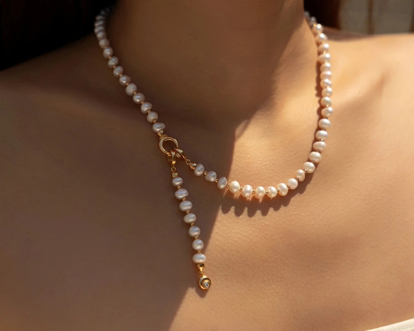 Natural Pearl & Zirconia Necklace - Alarita