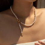Natural Pearl & Zirconia Necklace - Alarita