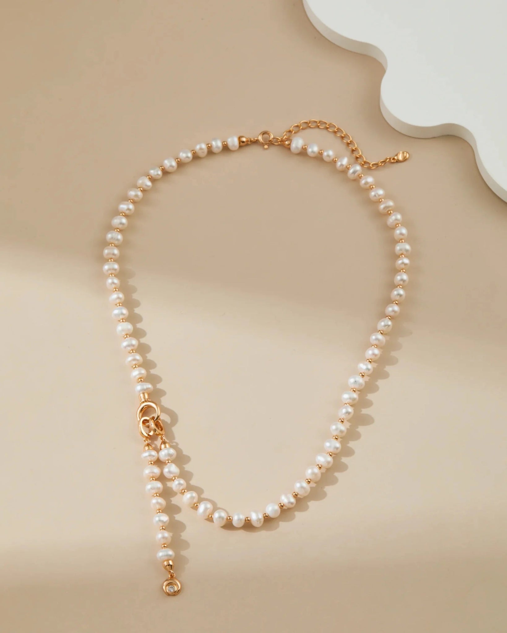 Natural Pearl & Zirconia Necklace - Alarita