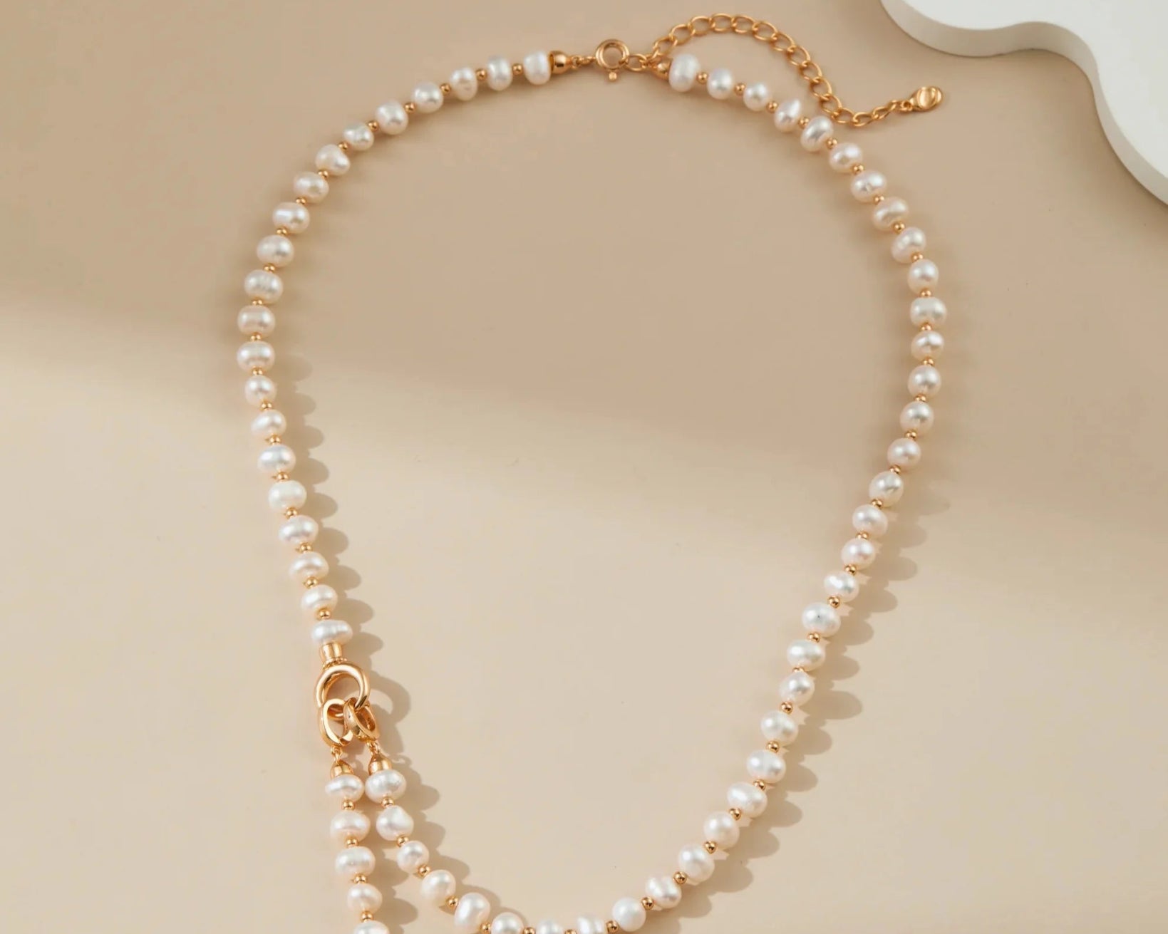 Natural Pearl & Zirconia Necklace - Alarita