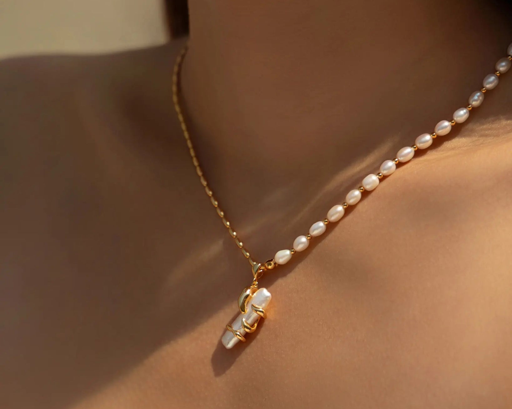Sterling Silver Baroque Pearl Necklace - Alarita