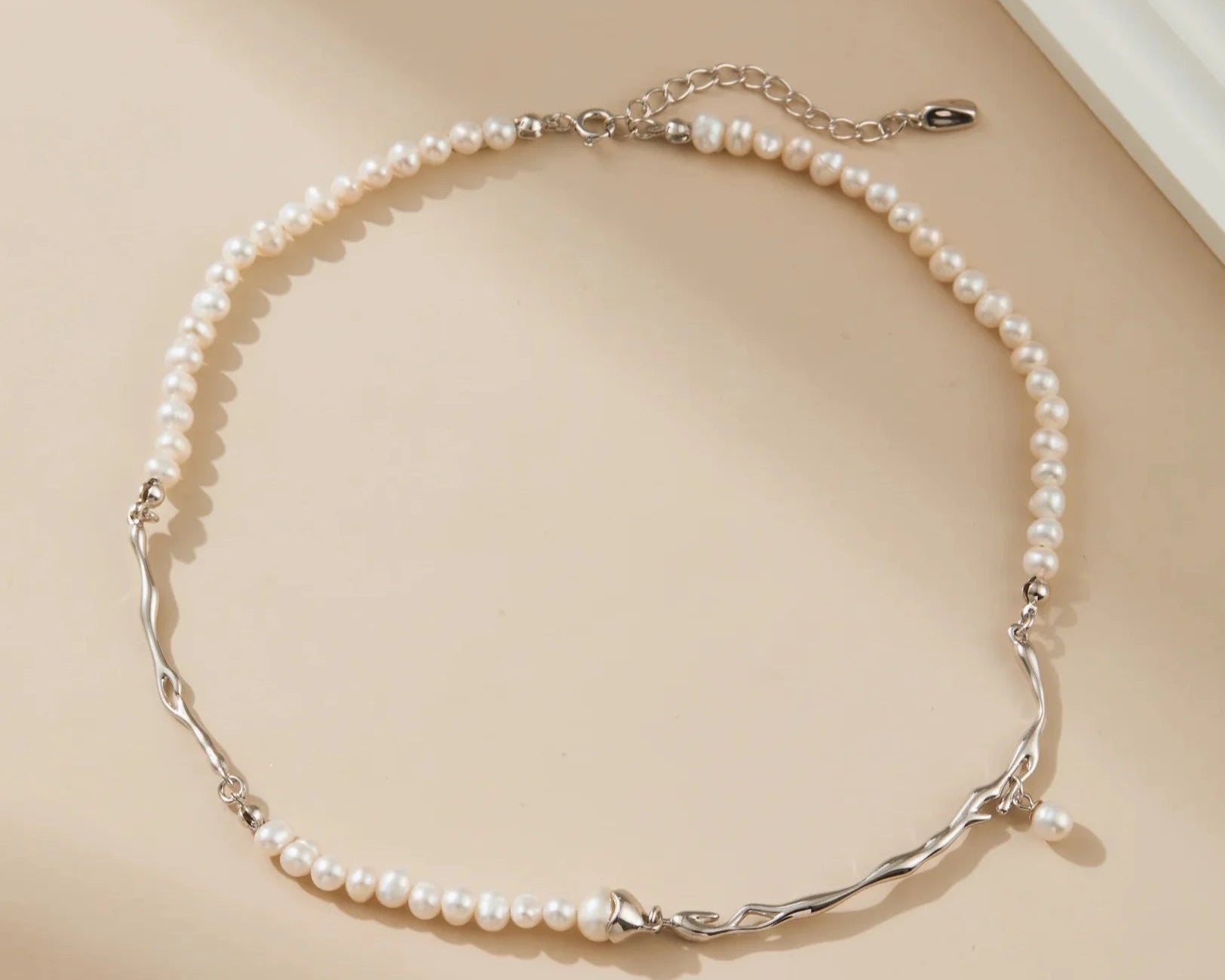 Sterling Silver Pearl Necklace - Alarita