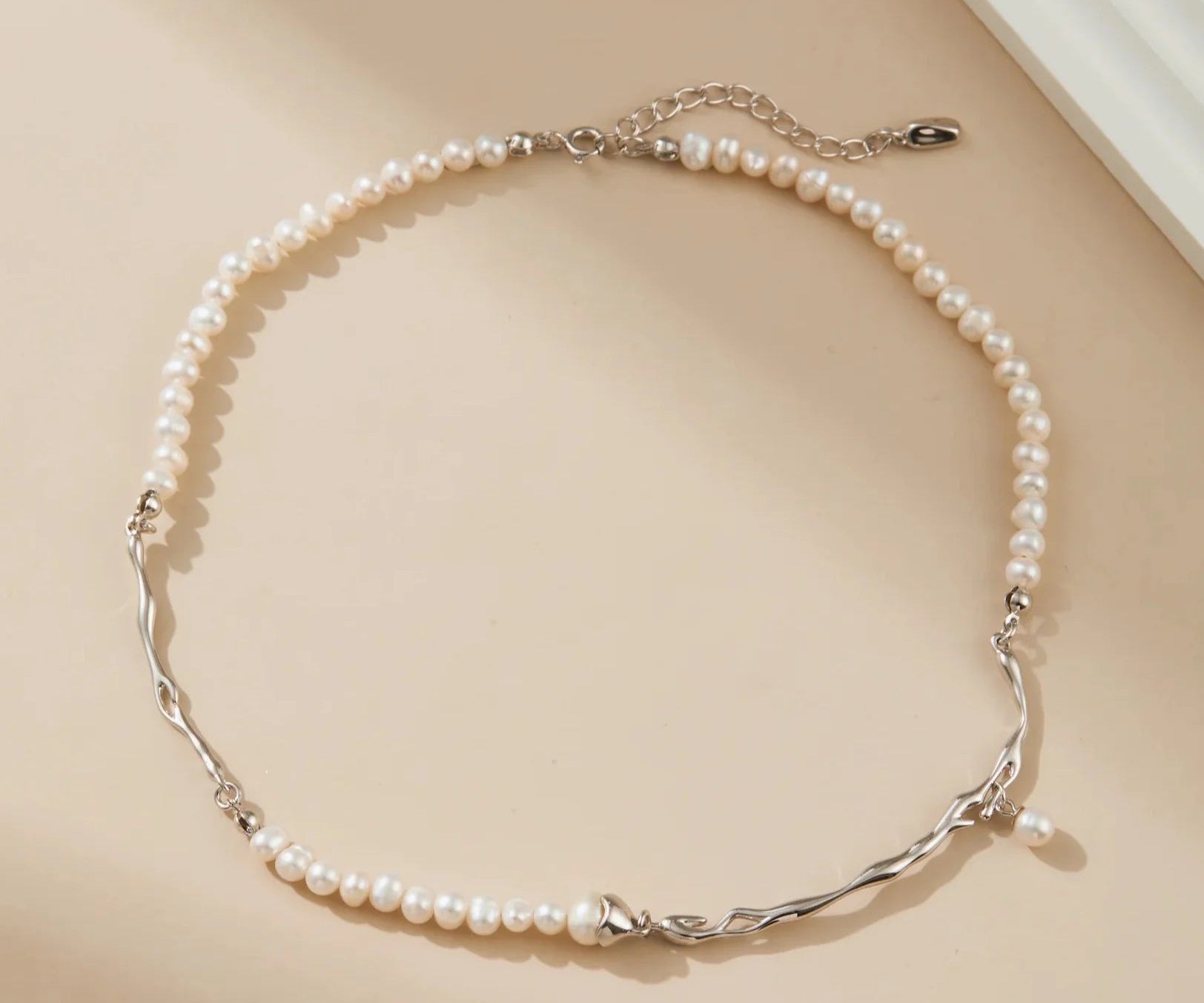 Sterling Silver Pearl Necklace - Alarita