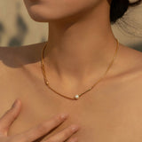 Sterling Silver Round Pearl Necklace - Alarita