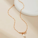 Vintage Gold Knot Pearl Necklace - Alarita