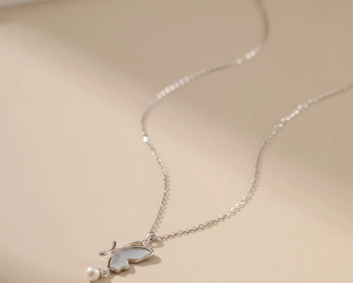 Butterfly Mother-of-Pearl Pendant Necklace