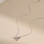 Micro-Set CZ Shell Butterfly Necklace - Silver