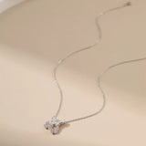 Micro-Set CZ Shell Butterfly Necklace - Silver