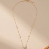 Micro-Set CZ Round Pendant Collarbone Necklace - Alarita