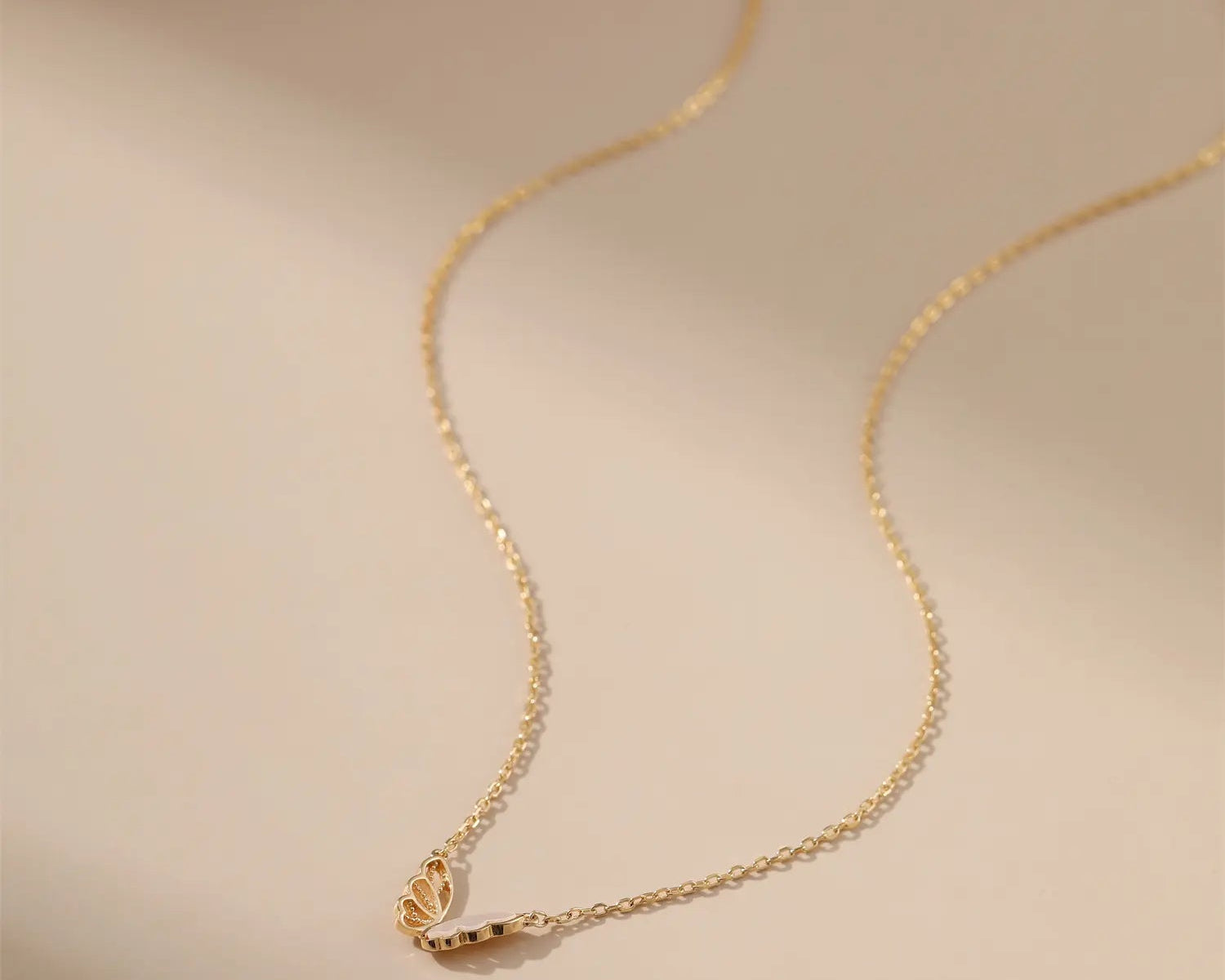 Hollowed Pearl Butterfly Necklace Alarita Jewelry