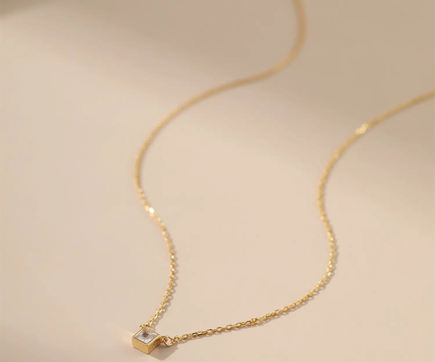 Square CZ Pendant Necklace Alarita Jewelry