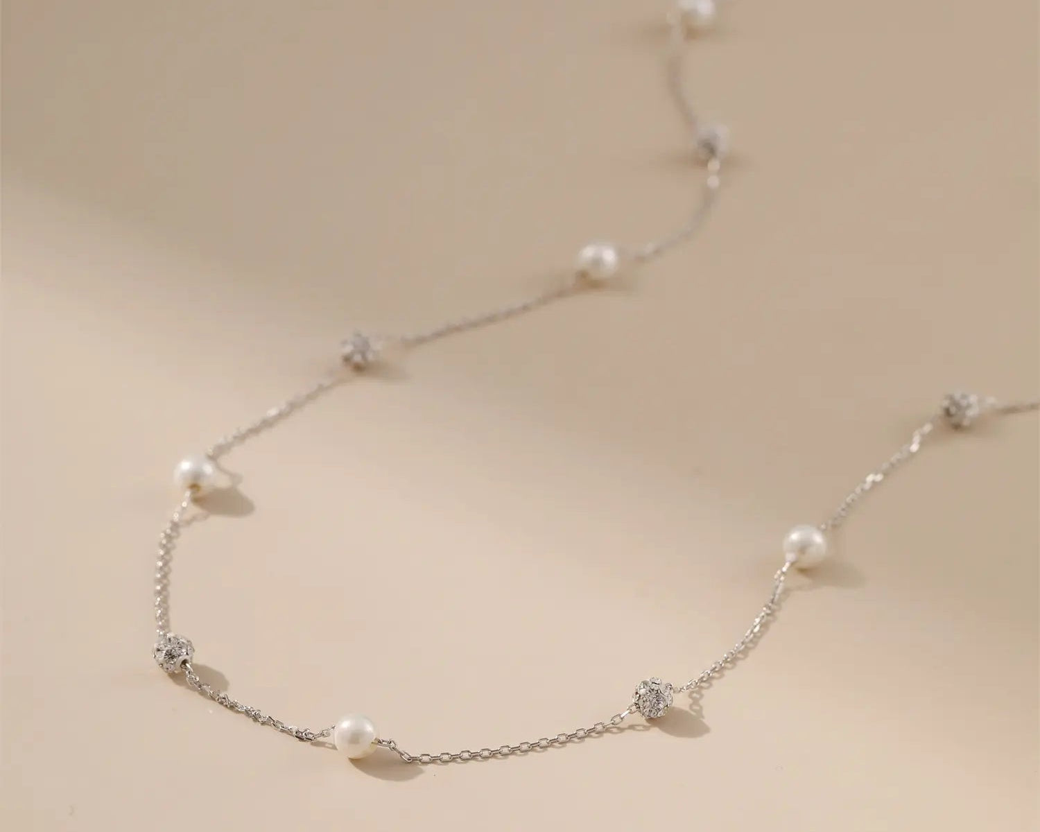 Faux Pearl and Cubic Zirconia Necklace Alarita Jewelry
