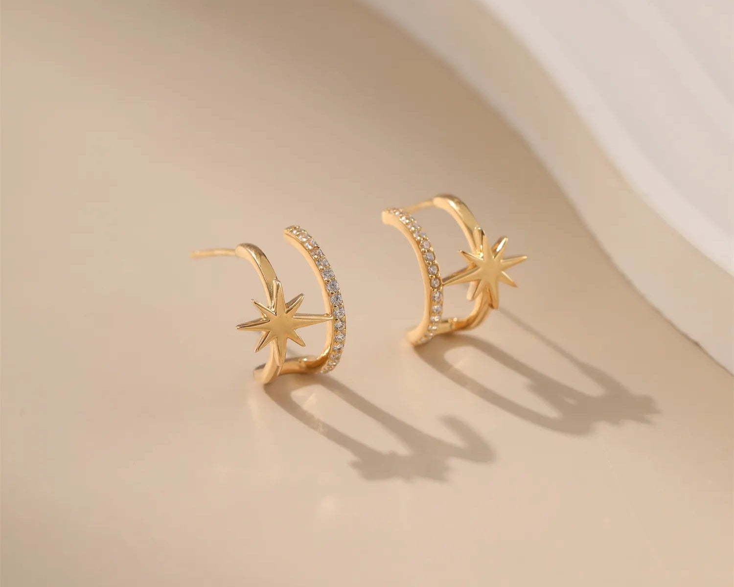 Pavé Zircon Star Hoop EarringsJewelry