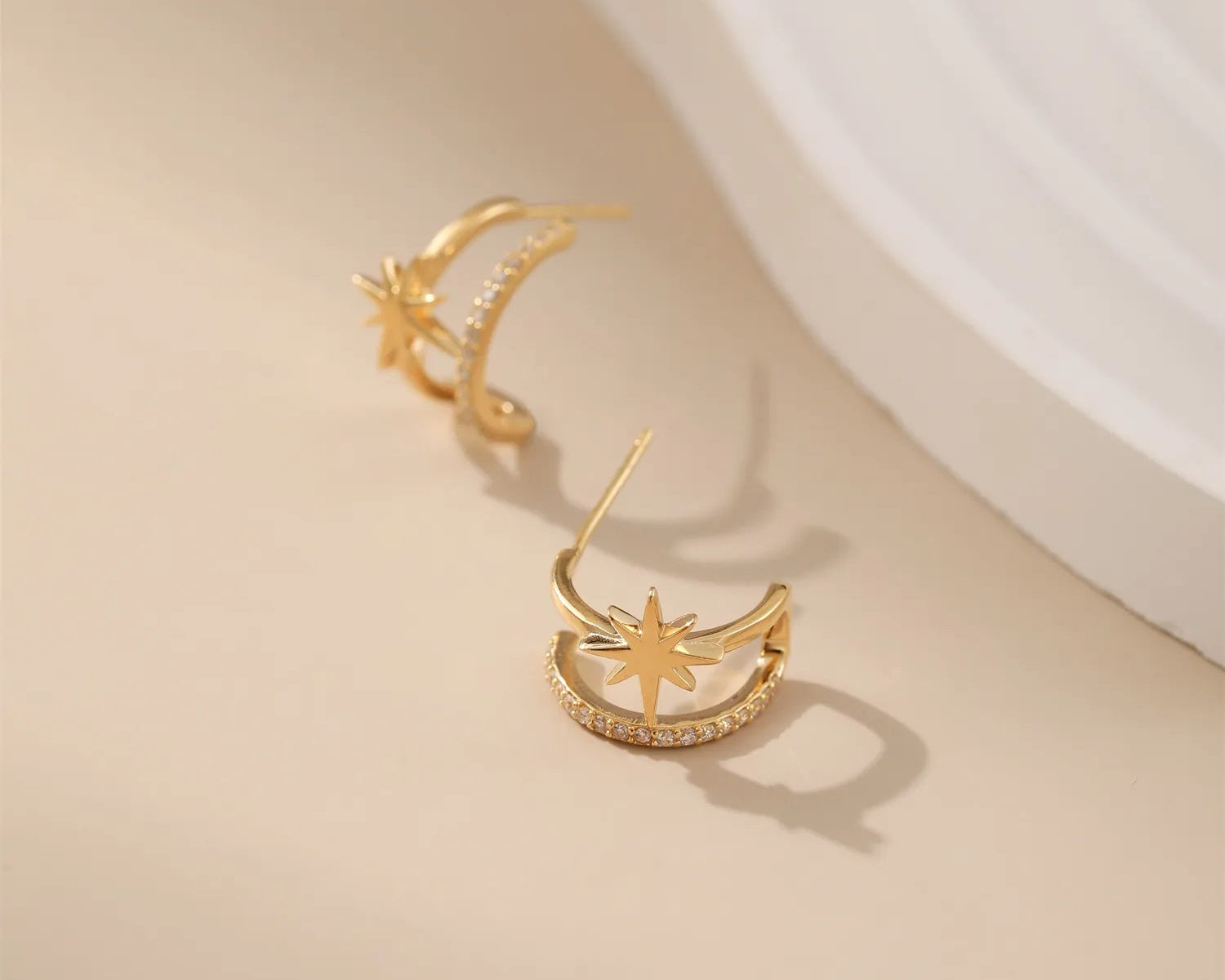 Pavé Zircon Star Hoop EarringsJewelry