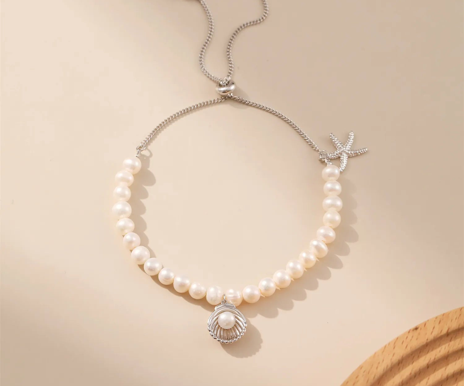 Pearl Starfish Pendant Adjustable Bracelet Alarita Jewelry