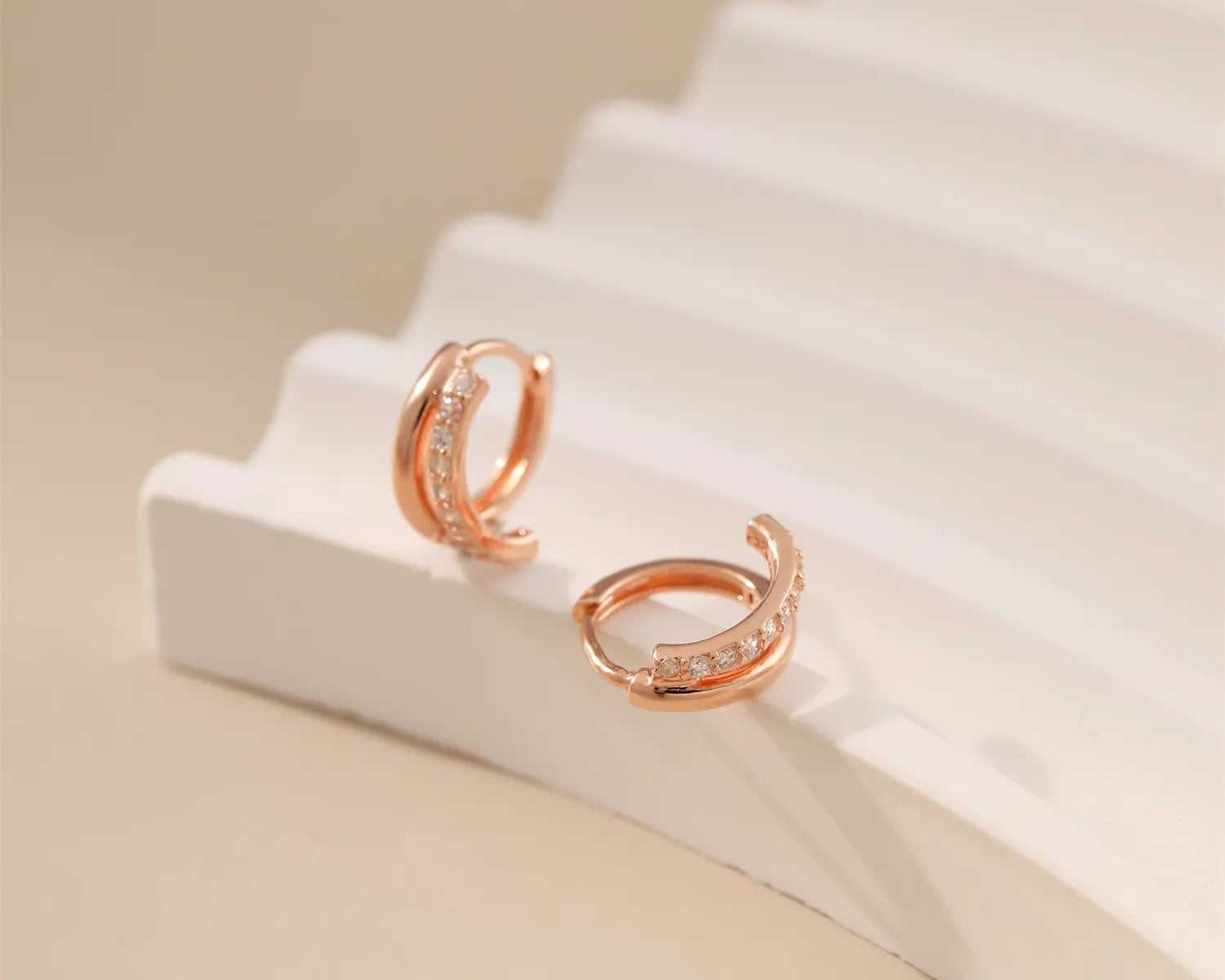 Duet Pavé Zircon HoopsAlarita Jewelry