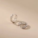 Crossed Circle Silver Hoops