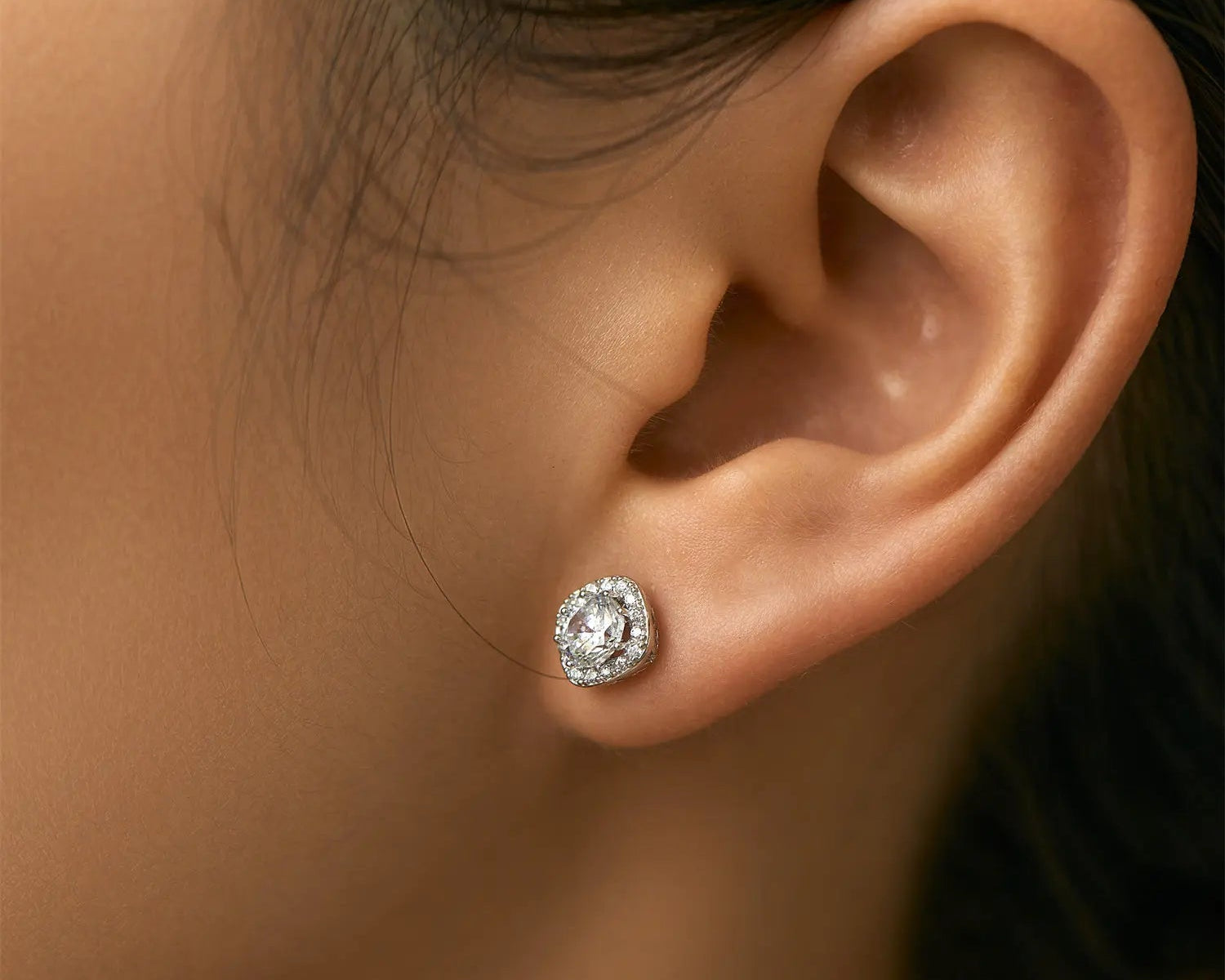 Pavé Zircon Round Square Studs