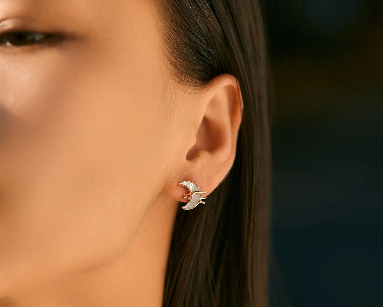 Asymmetric Mother-of-Pearl Star and Moon Earrings - Alarita
