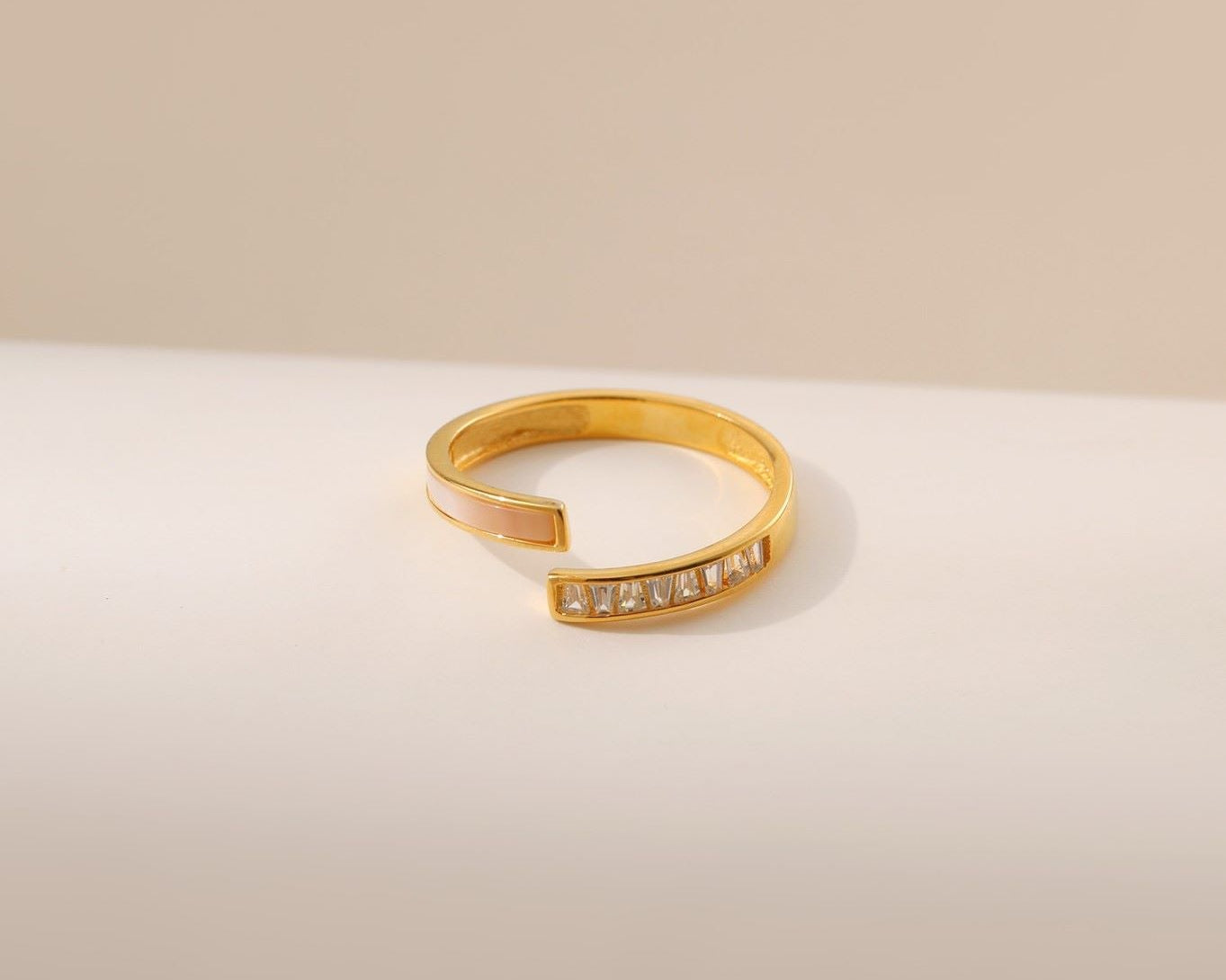 Baguette Cubic Zirconia Open Ring - Alarita