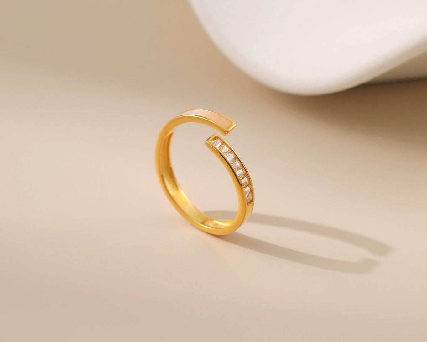 Baguette Cubic Zirconia Open Ring - Alarita