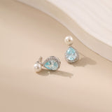 Blue Topaz Pearl Earrings - Alarita