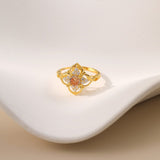 Hollow Floral Ring Garnet Gemstone - Alarita
