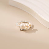 Stackable Beaded Pearl Open Ring - Alarita