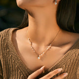 Star Coin Charm Pendant Pearl Necklace - Alarita