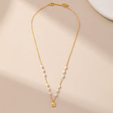 Star Coin Charm Pendant Pearl Necklace - Alarita